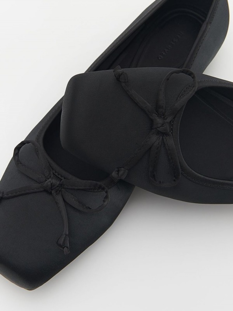 Reserved Ballerinasbow Detail Halbschuhe Damen Schwarz | RPT-463205