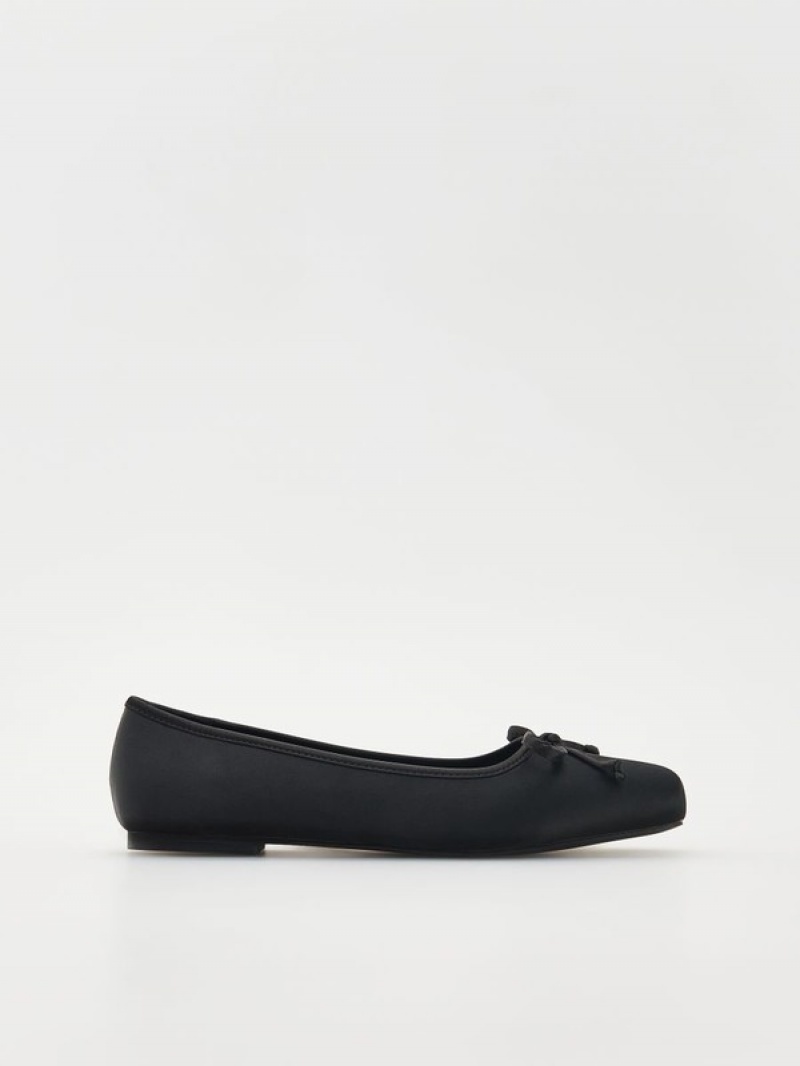 Reserved Ballerinasbow Detail Halbschuhe Damen Schwarz | RPT-463205