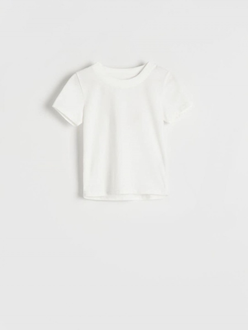 Reserved Basic Baumwoll Rich T-shirts Mädchen Weiß | ZQJ-579263