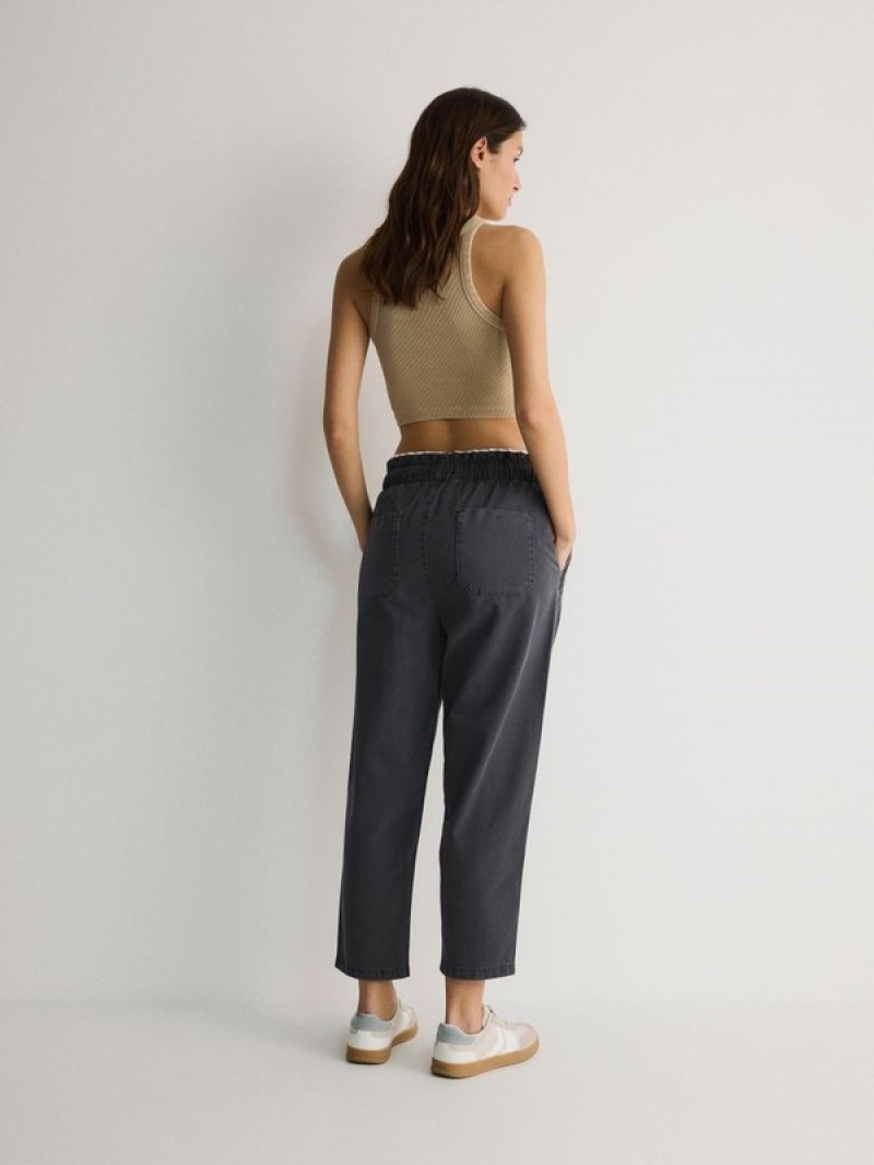 Reserved Baumwoll Joggers Hosen Damen Dunkelgrau | DHE-651942