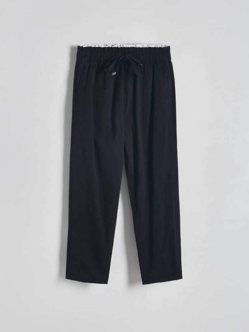 Reserved Baumwoll Joggers Hosen Damen Schwarz | FOJ-012783