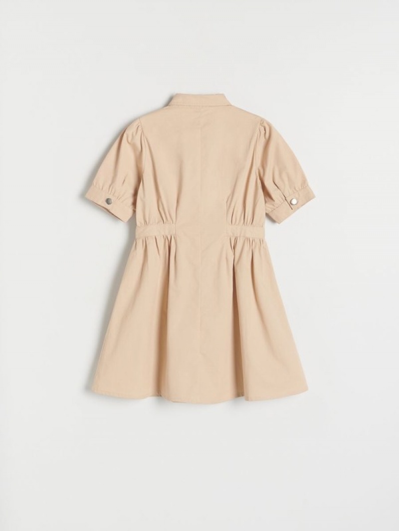 Reserved Baumwoll Kleid Mädchen Beige | CMG-985304