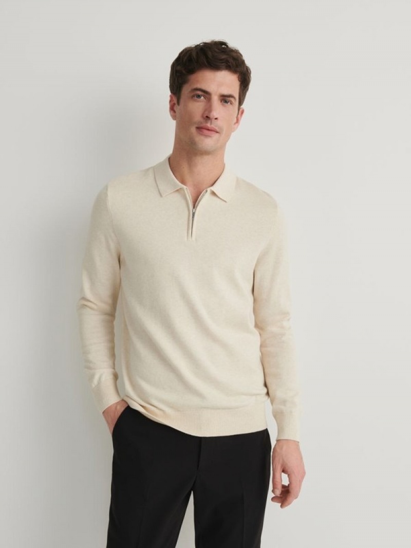 Reserved Baumwoll Long Sleeve Pullover Herren Weiß | QGO-049258