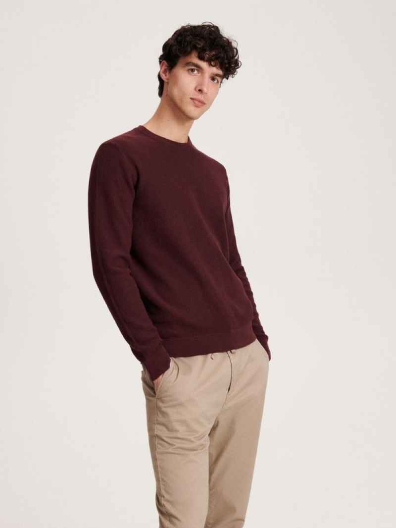 Reserved Baumwoll Pullover Herren Bordeaux | MPB-802695