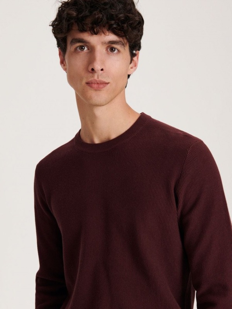 Reserved Baumwoll Pullover Herren Bordeaux | MPB-802695