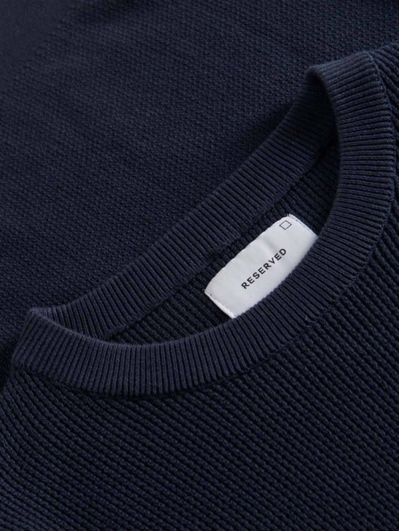 Reserved Baumwoll Pullover Herren Navy | TEH-327481