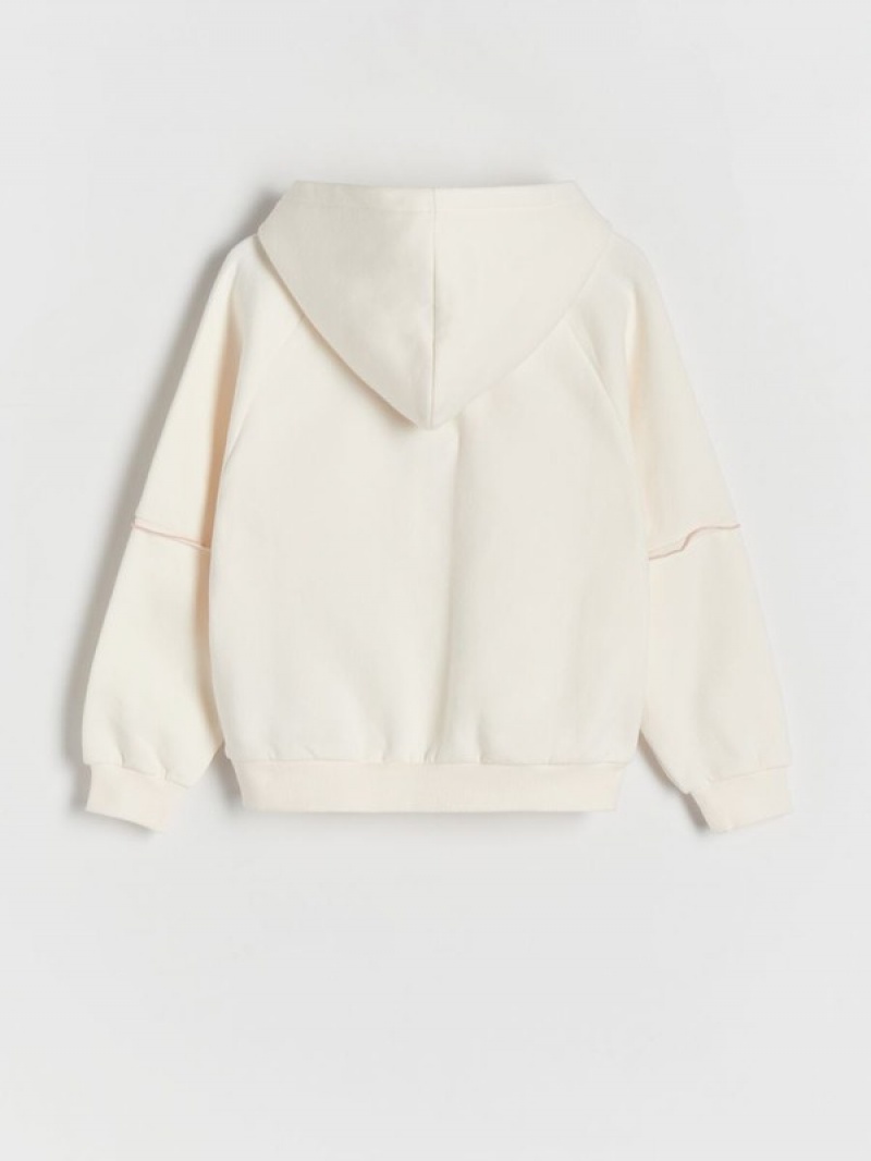 Reserved Baumwoll Rich Stitching Hoodie Mädchen Beige | JXS-125089