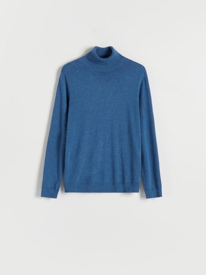 Reserved Baumwoll Rich Turtleneck Pullover Herren Grau Blau | QOW-427910