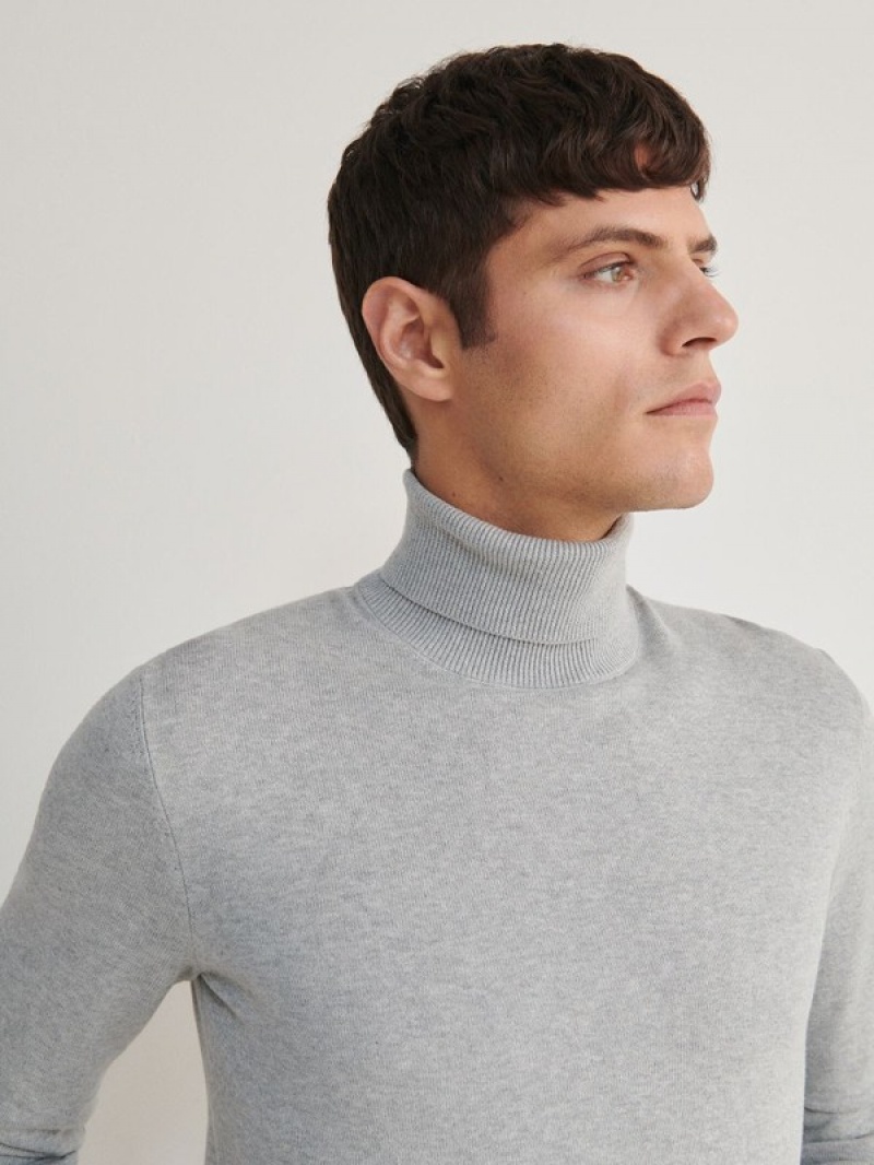 Reserved Baumwoll Rich Turtleneck Pullover Herren Hellgrau | KZU-059267