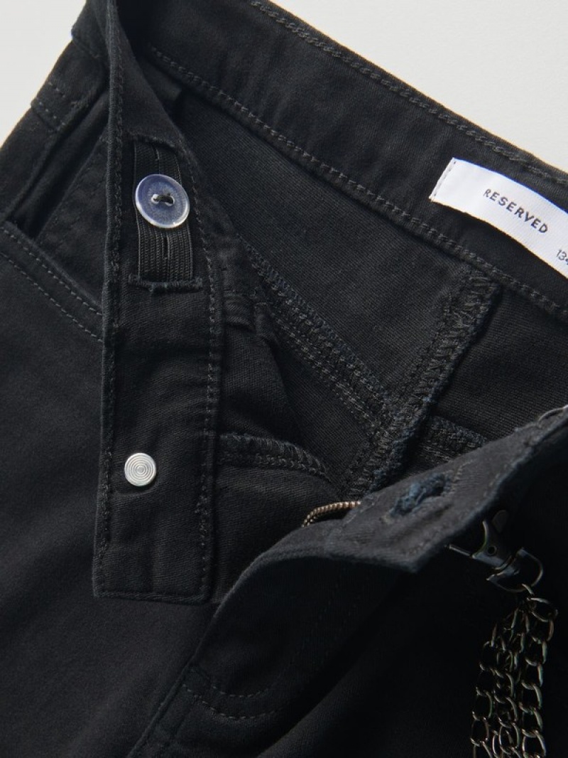 Reserved Baumwoll Richchain Detail Hosen Mädchen Schwarz | JPD-269571