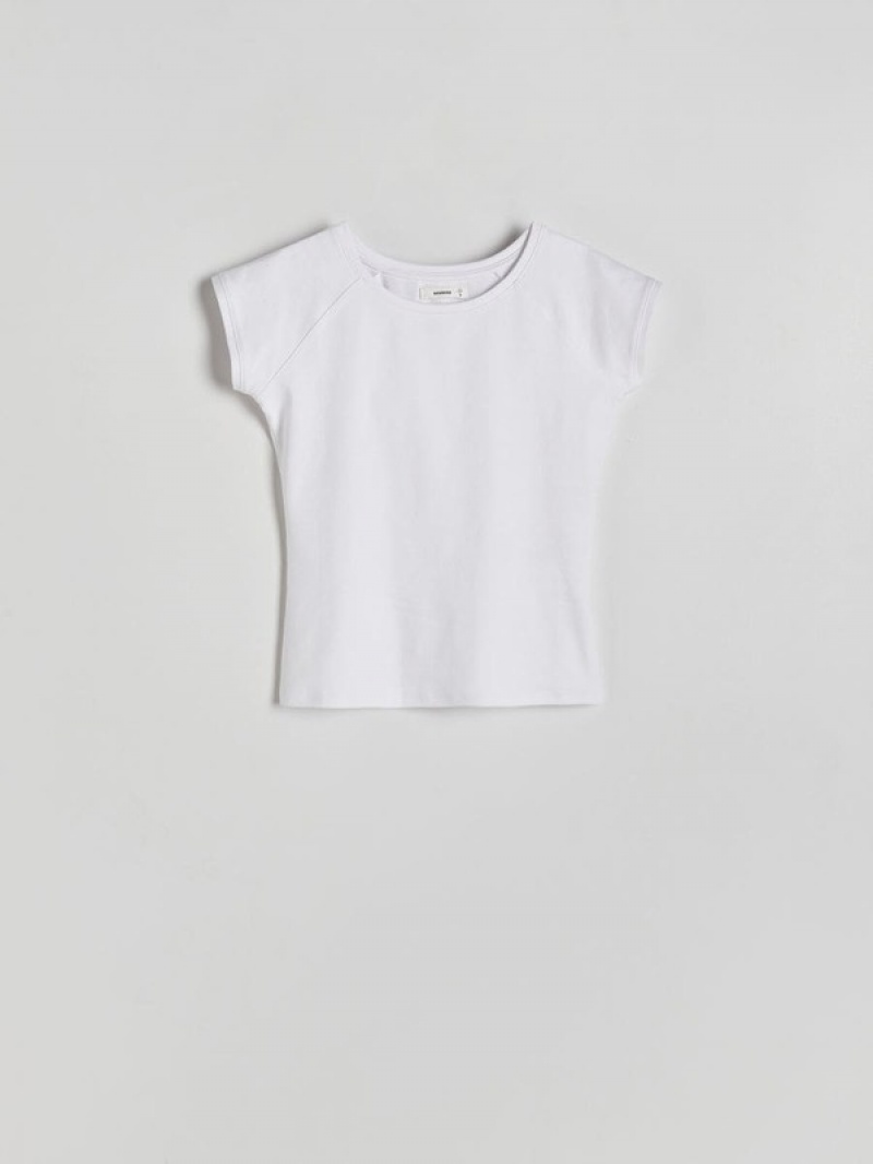 Reserved Baumwoll T-shirts Damen Weiß | ADH-723019