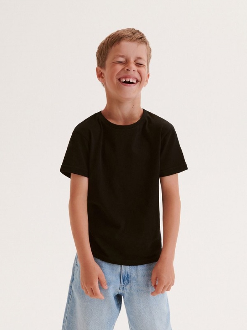 Reserved Baumwoll T-shirts Jungen Schwarz | MWQ-435980