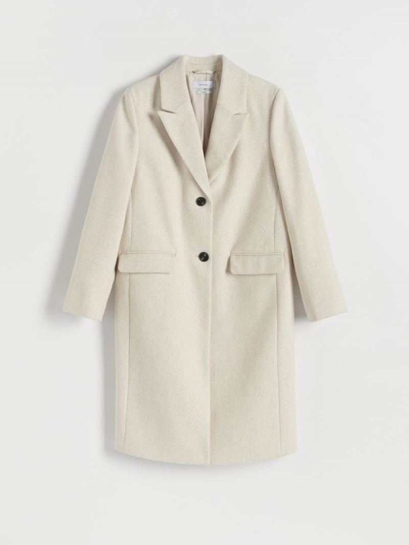 Reserved Blended Wolle Mäntel Damen Beige | VZD-368792