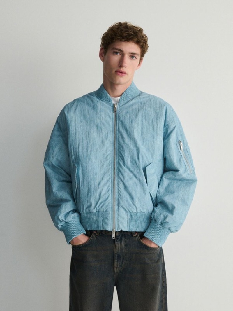 Reserved Bomber Jacken Herren Hellblau | DXW-461803