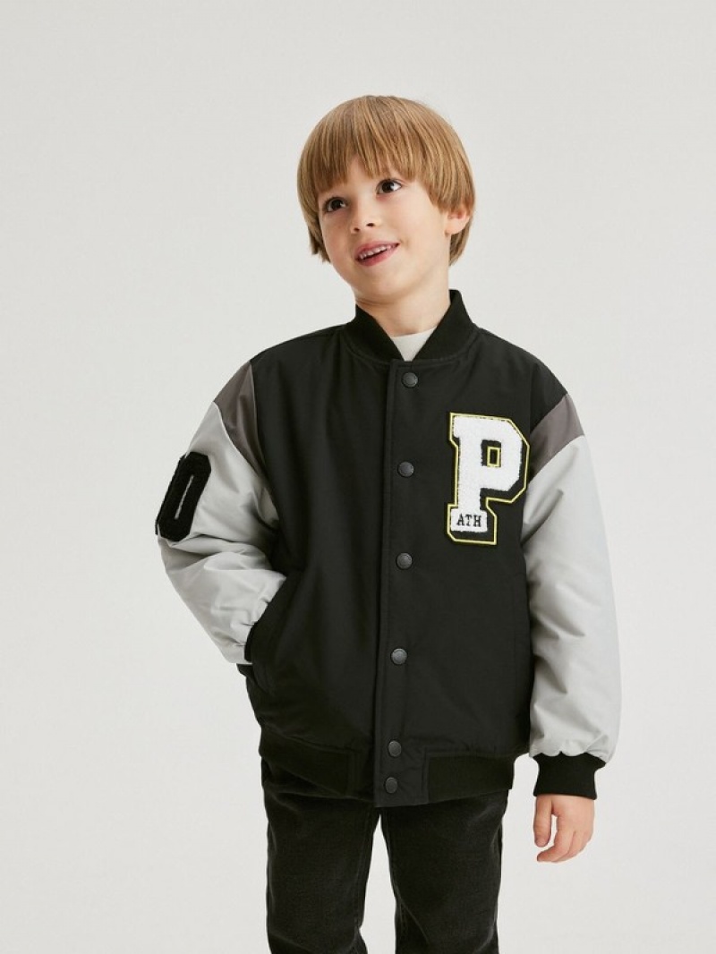 Reserved Bomber Jacken Jungen Schwarz | UIK-401672