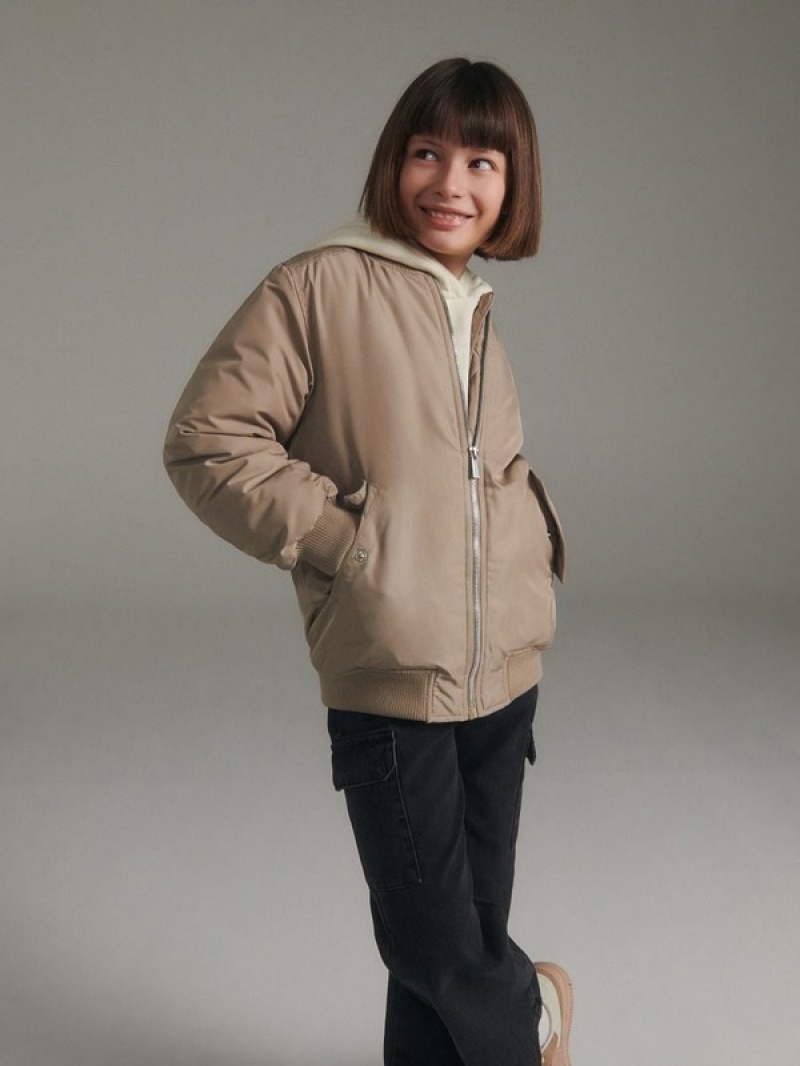 Reserved Bomber Jacken Mädchen Beige | IFG-061294