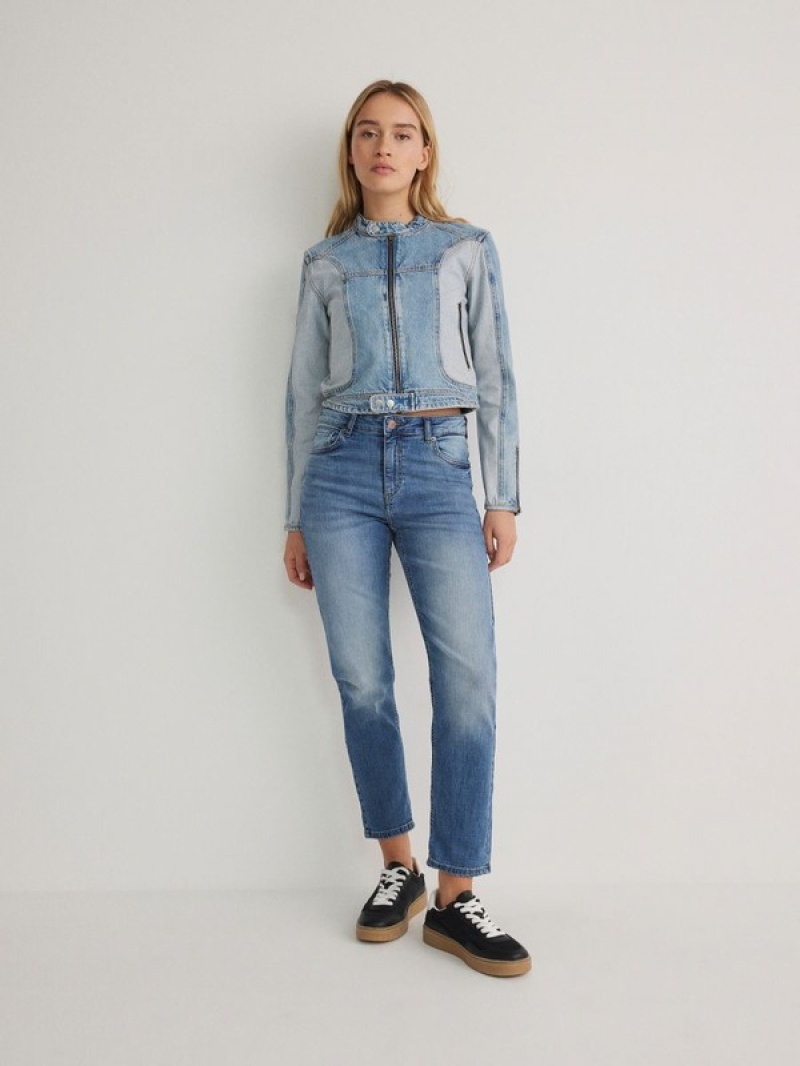 Reserved Boyfriend Slim Jeans Damen Blau | ONW-695702