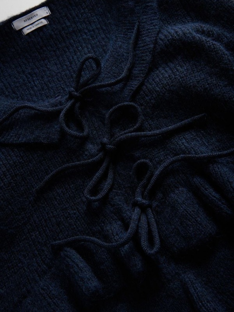 Reserved Cardigantie Detail Pullover Damen Navy | IJU-195273