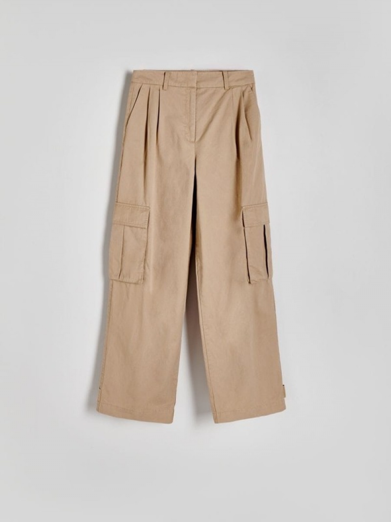 Reserved Cargo Pockets Hosen Damen Beige | IZL-381974