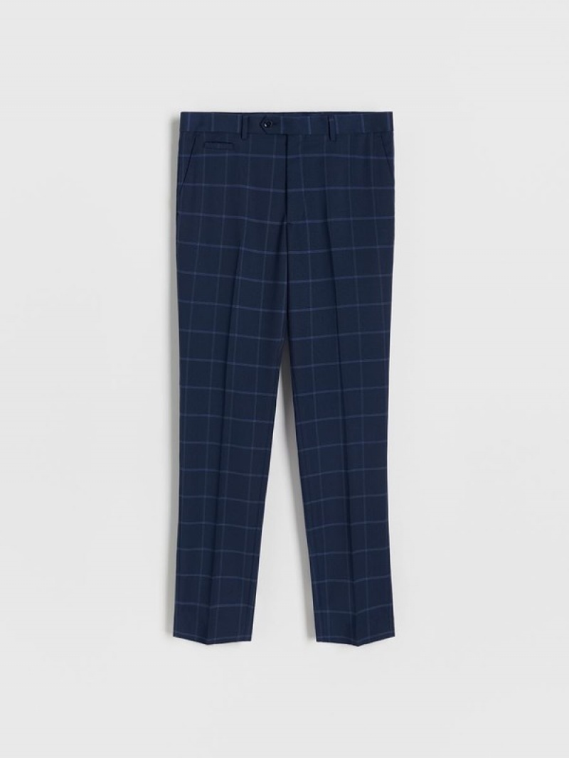 Reserved Check Slim Hosen Herren Navy | XUJ-712685