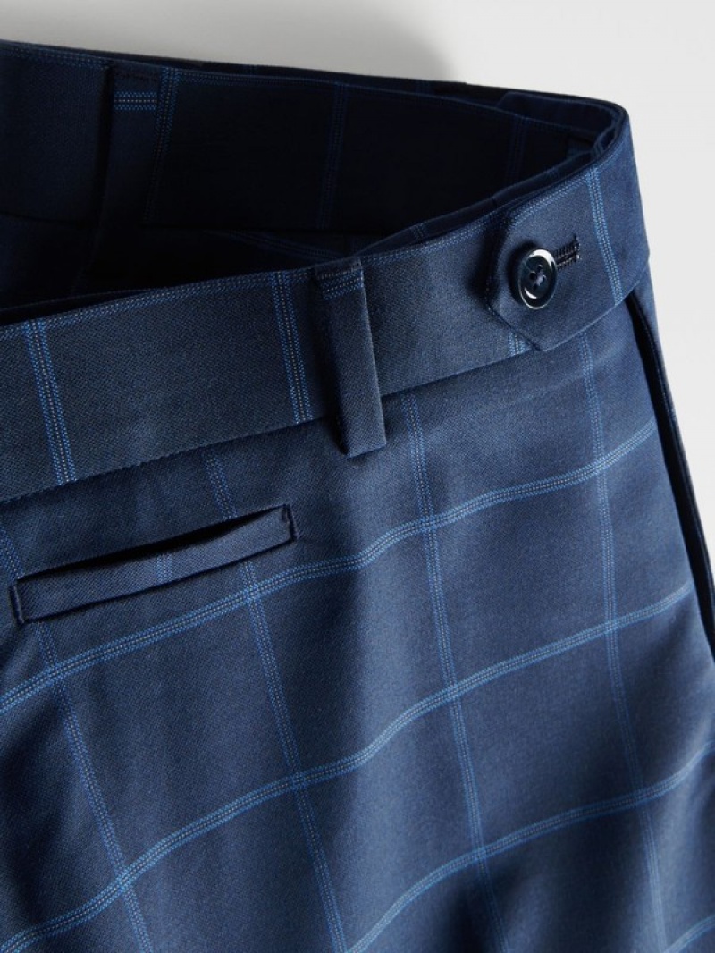 Reserved Check Slim Hosen Herren Navy | XUJ-712685