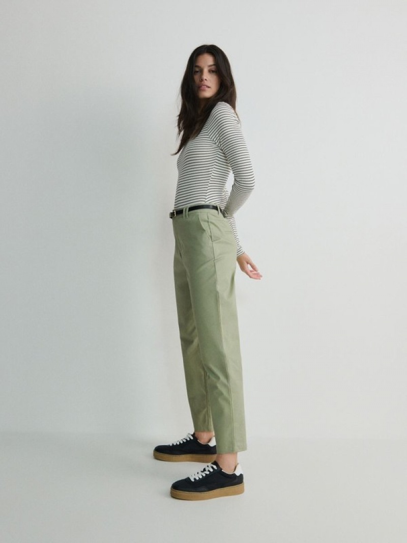 Reserved Chino With Hosen Damen Grün | TRI-475069