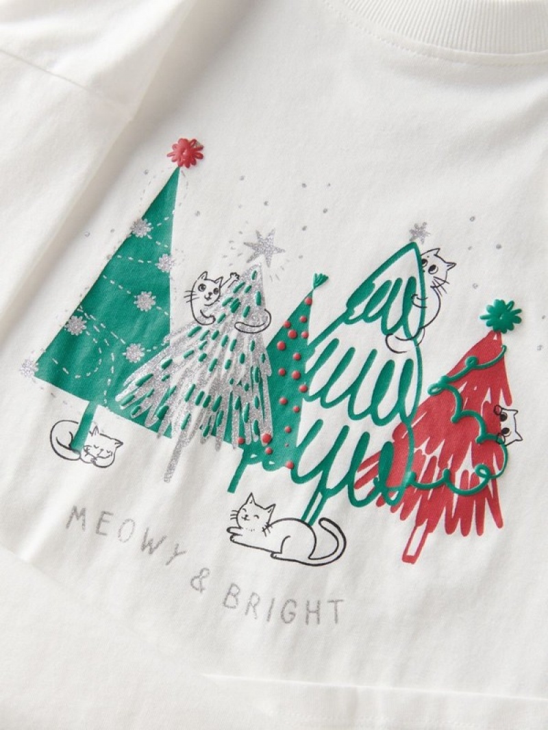 Reserved Christmas T-print T-shirts Mädchen Weiß | PBX-804716