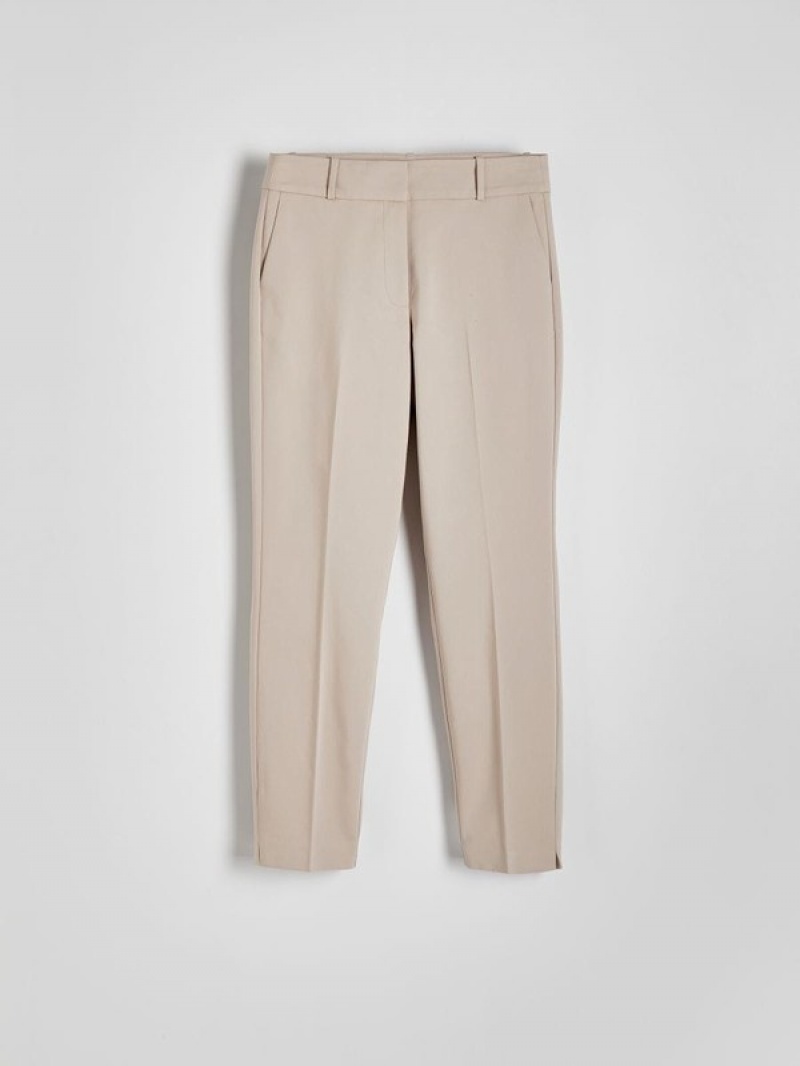 Reserved Cigarettepressed Crease Hosen Damen Beige | SIY-786021