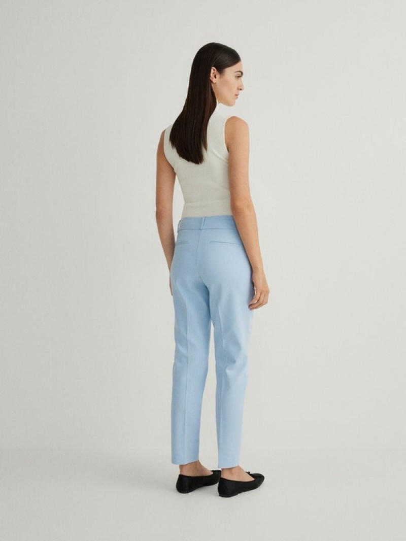 Reserved Cigarettepressed Crease Hosen Damen Hellblau | HMZ-845169