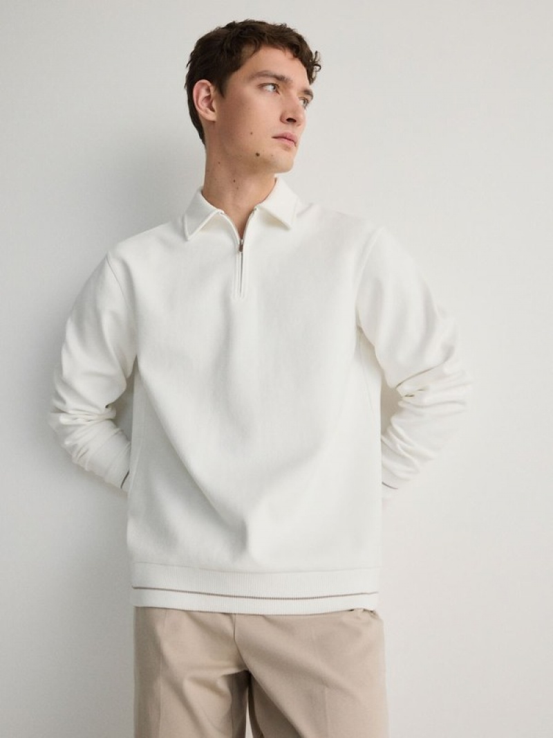 Reserved Collar Sweatshirts Herren Weiß | IWB-380297