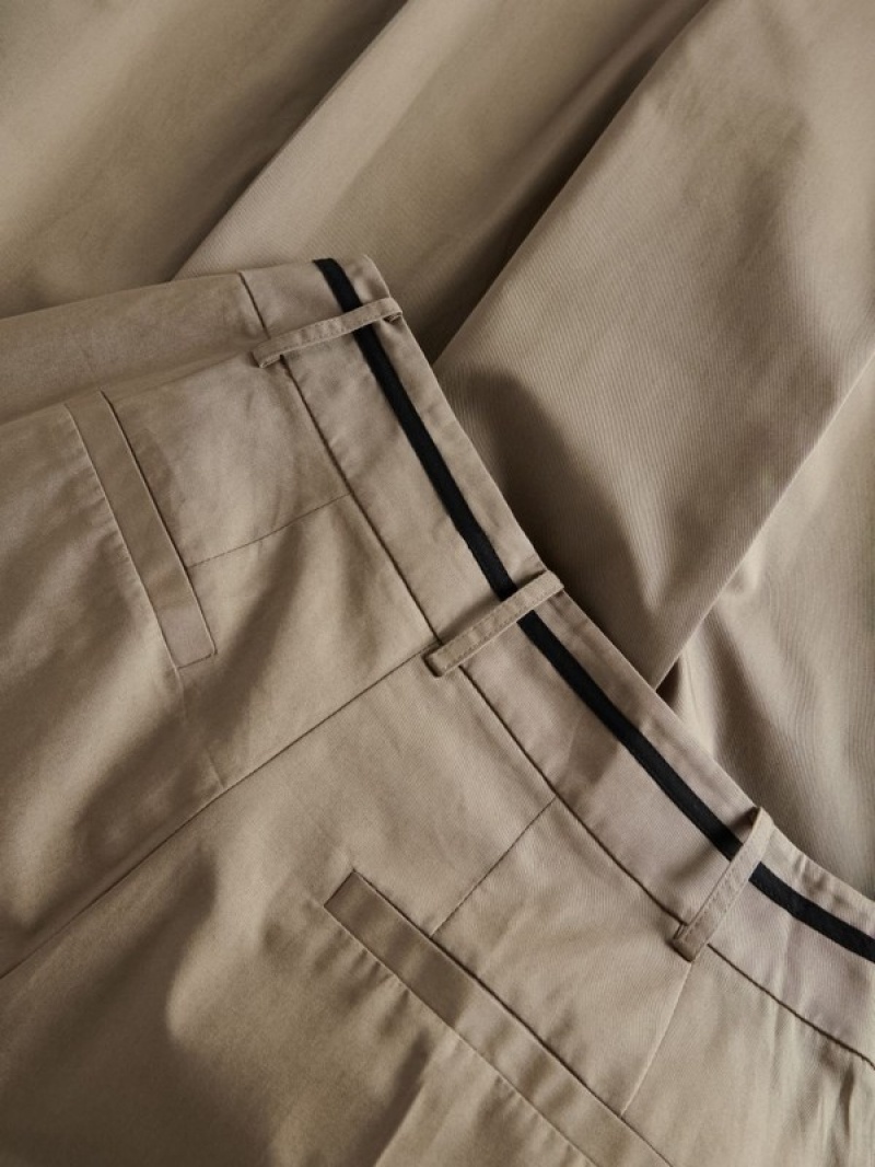 Reserved Cottonpressed Crease Hosen Damen Olivgrün | DZU-043125