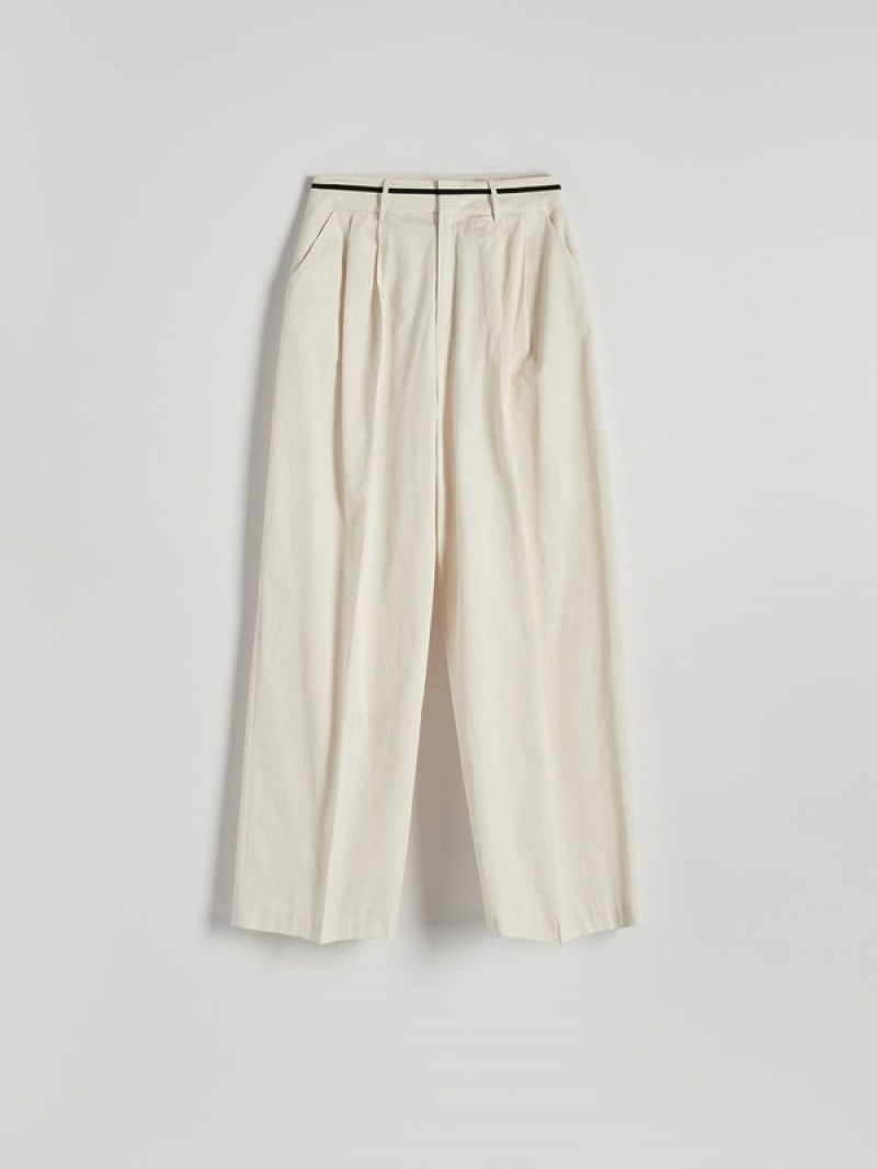 Reserved Cottonpressed Crease Hosen Damen Weiß | GAO-809716