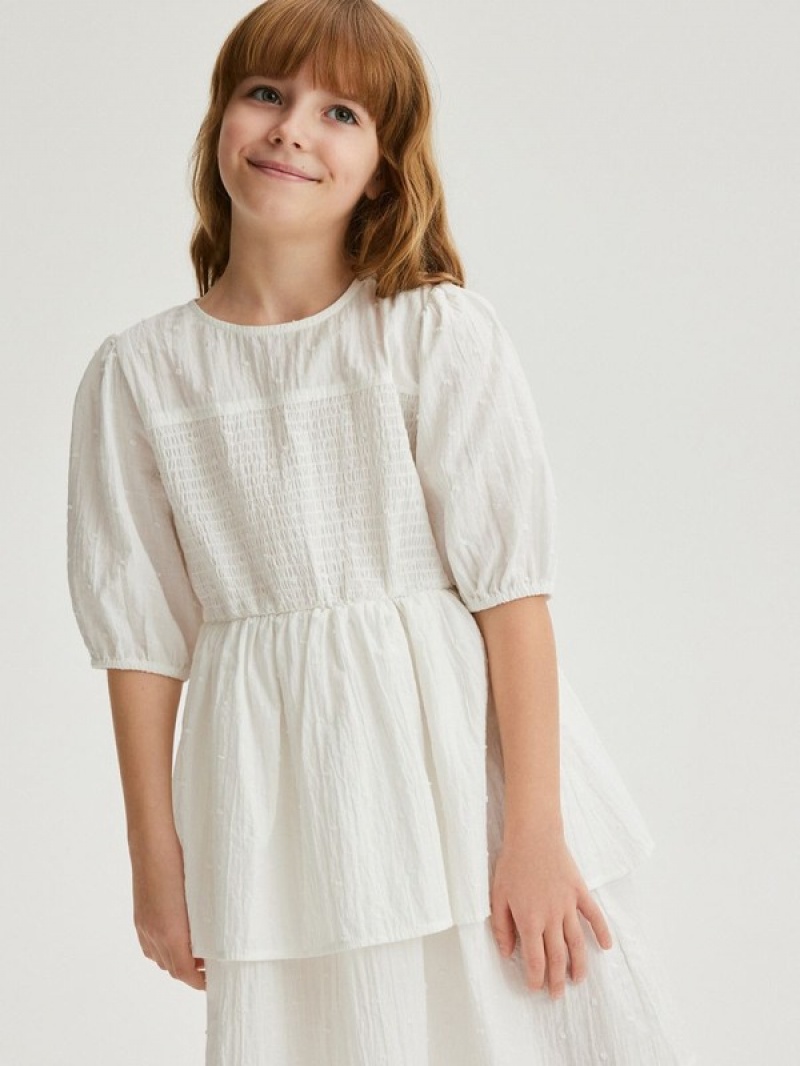 Reserved Cottonruffles Kleid Mädchen Weiß | OXH-975642