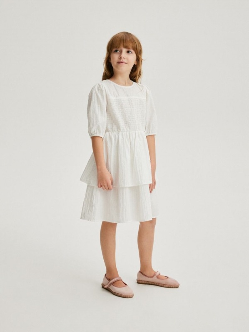 Reserved Cottonruffles Kleid Mädchen Weiß | OXH-975642