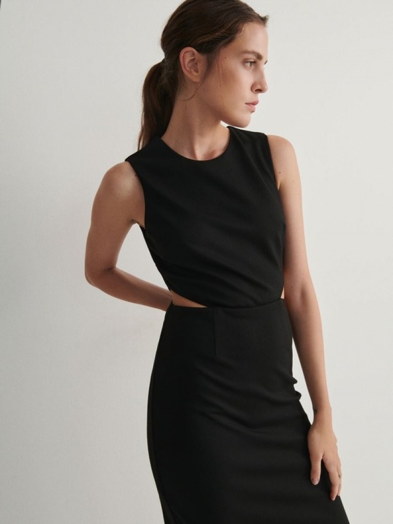 Reserved Cut Out Kleid Damen Schwarz | YXB-031967