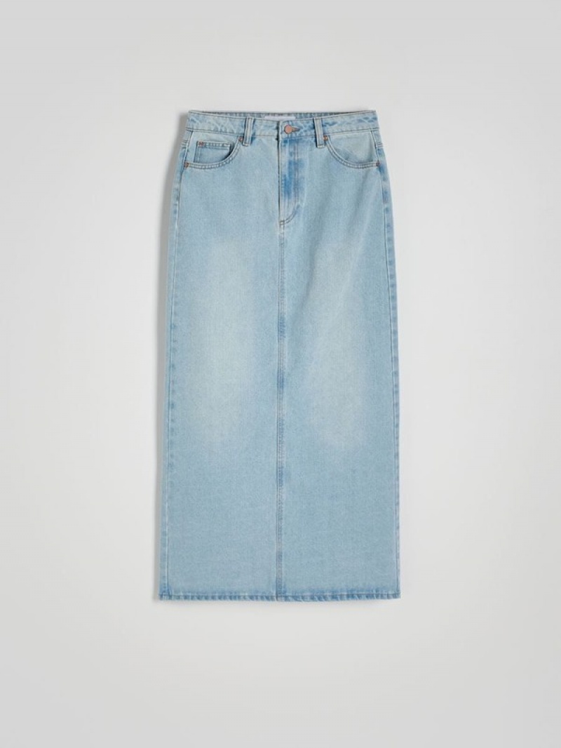 Reserved Denim Midi Röcke Damen Blau | ZNT-852309