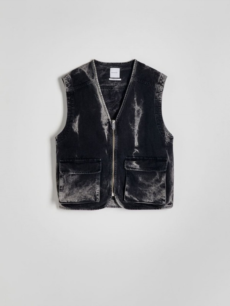 Reserved Denim Vests Herren Grau | NAB-257063