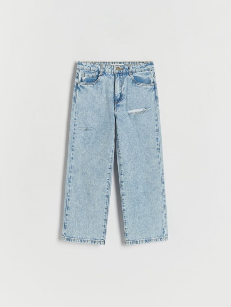 Reserved Distressed Gerade Jeans Mädchen Blau | HFG-875941