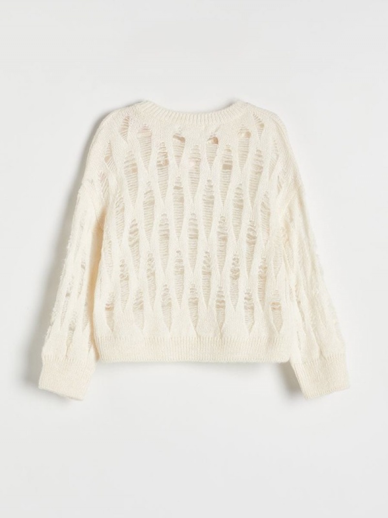 Reserved Distressed Pullover Mädchen Weiß | TLX-436182