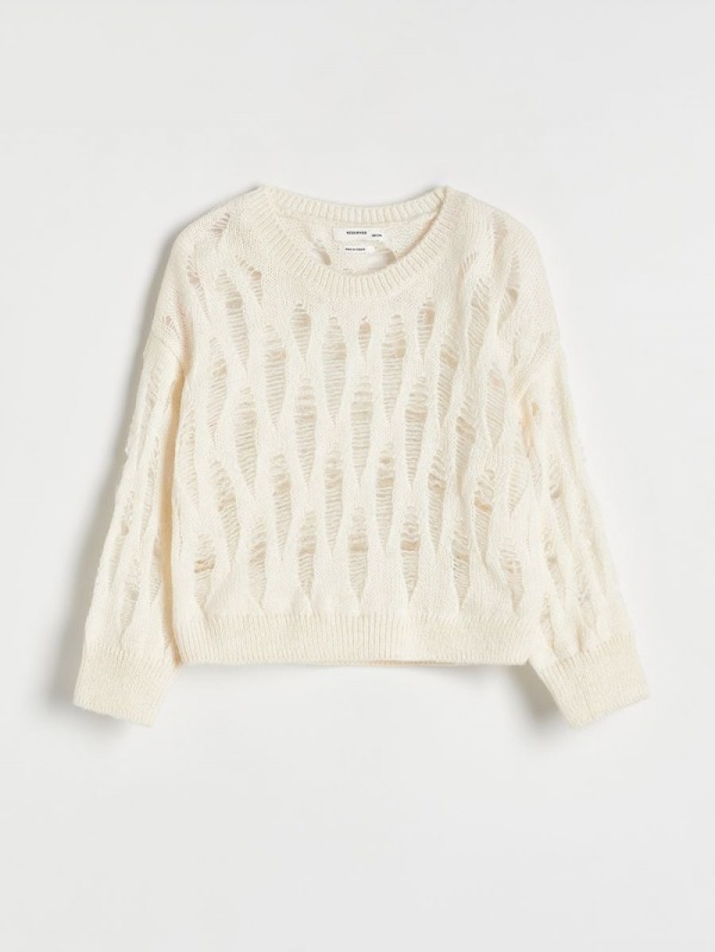 Reserved Distressed Pullover Mädchen Weiß | TLX-436182