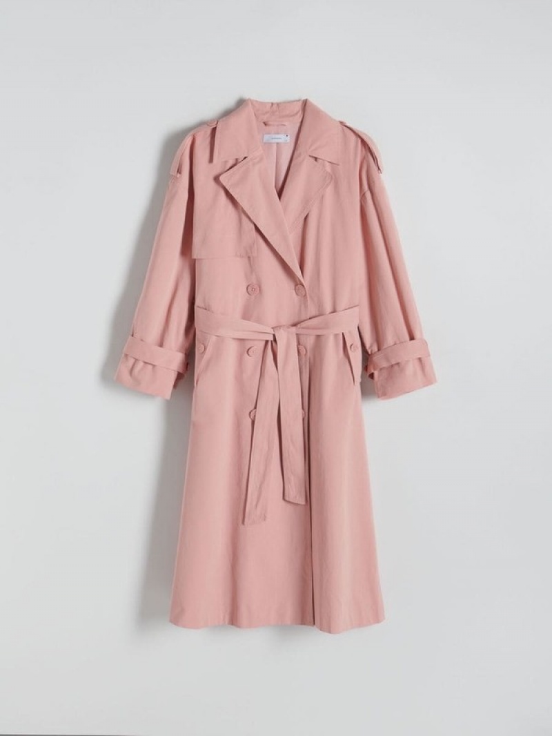 Reserved Double Breasted Oversized Trench Mäntel Damen Rosa | PHL-540823