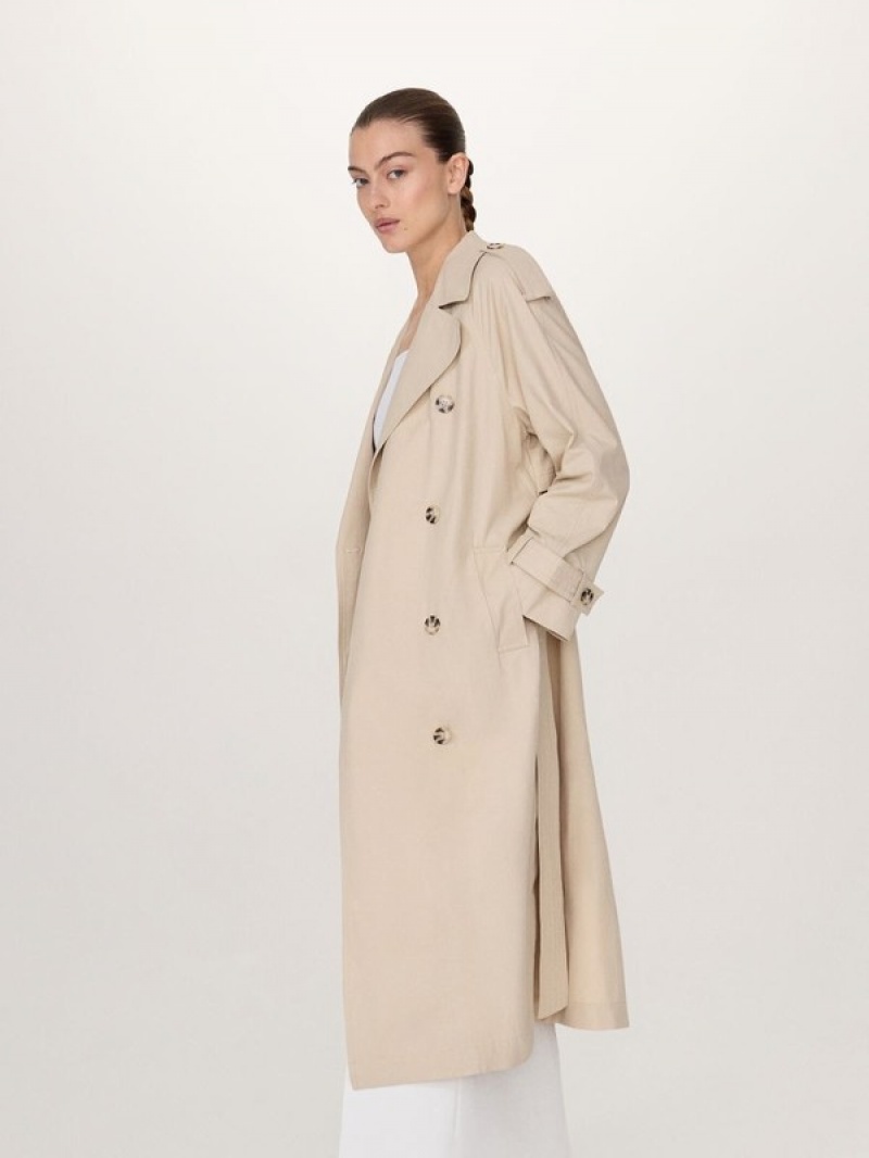 Reserved Double Breasted Oversized Trench Mäntel Damen Beige | TWO-158306