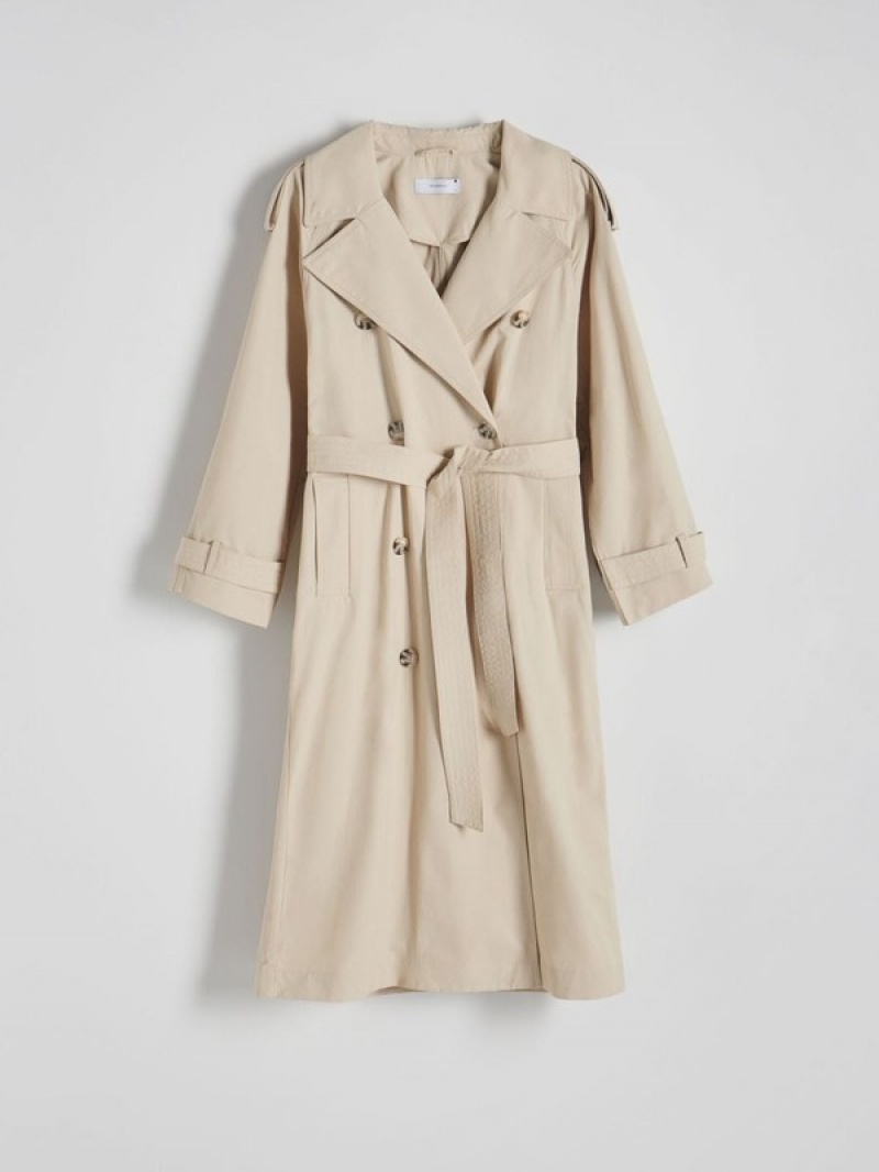 Reserved Double Breasted Oversized Trench Mäntel Damen Beige | TWO-158306