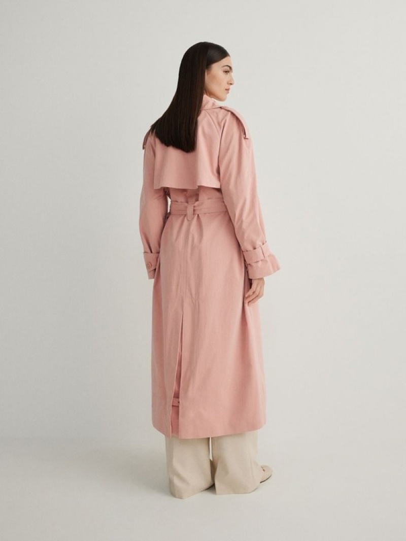 Reserved Double Breasted Oversized Trench Mäntel Damen Rosa | RWA-483261