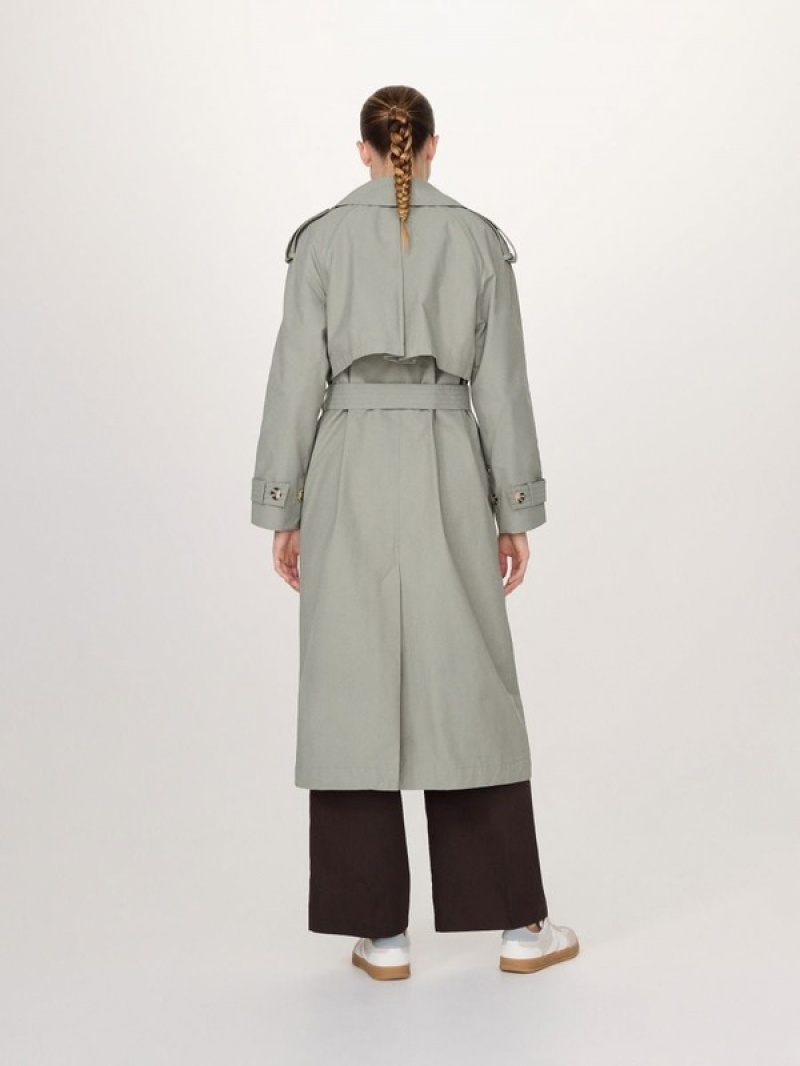 Reserved Double Breasted Oversized Trench Mäntel Damen Grün | ITW-460981