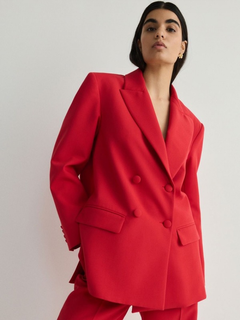 Reserved Double-breasted Blazer Damen Rot | OUW-489072