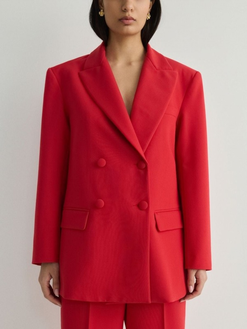 Reserved Double-breasted Blazer Damen Rot | OUW-489072