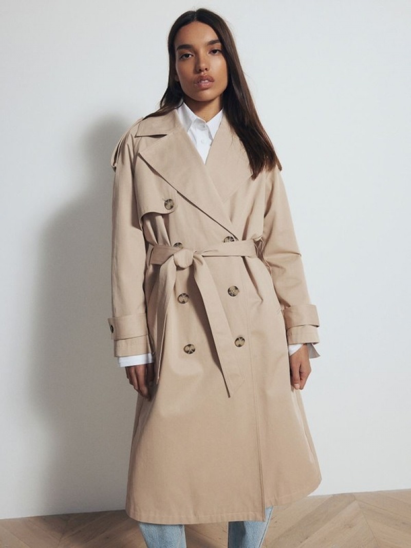 Reserved Double-breasted Trench Mäntel Damen Beige | XGP-194720