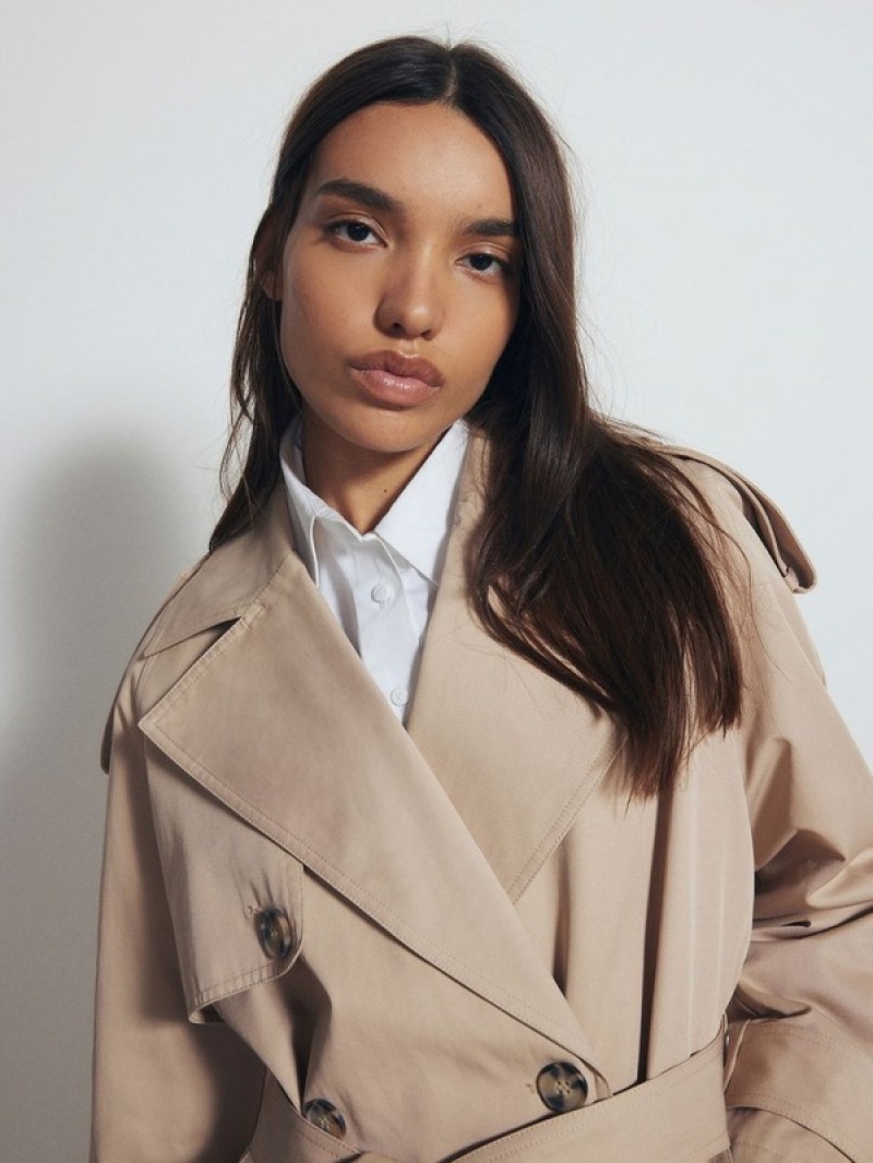 Reserved Double-breasted Trench Mäntel Damen Beige | XGP-194720