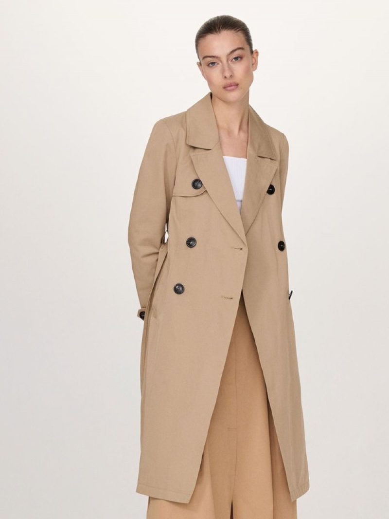 Reserved Double-breasted Trench Mäntel Damen Beige | XBT-014293